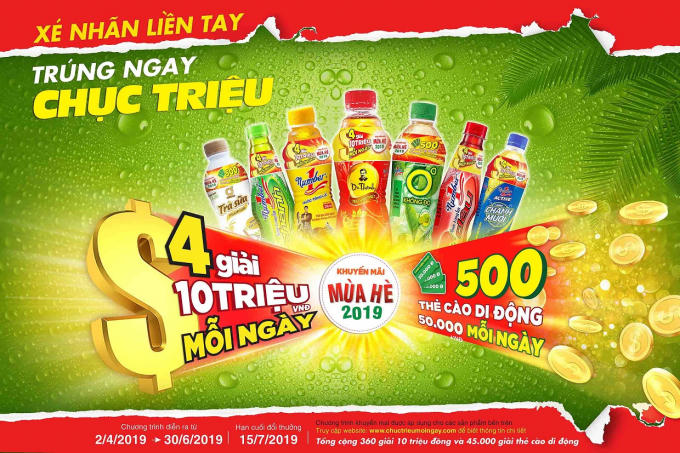 Cơ hội tr&uacute;ng thưởng mỗi ng&agrave;y từ chương tr&igrave;nh khuyến m&atilde;i h&egrave;.