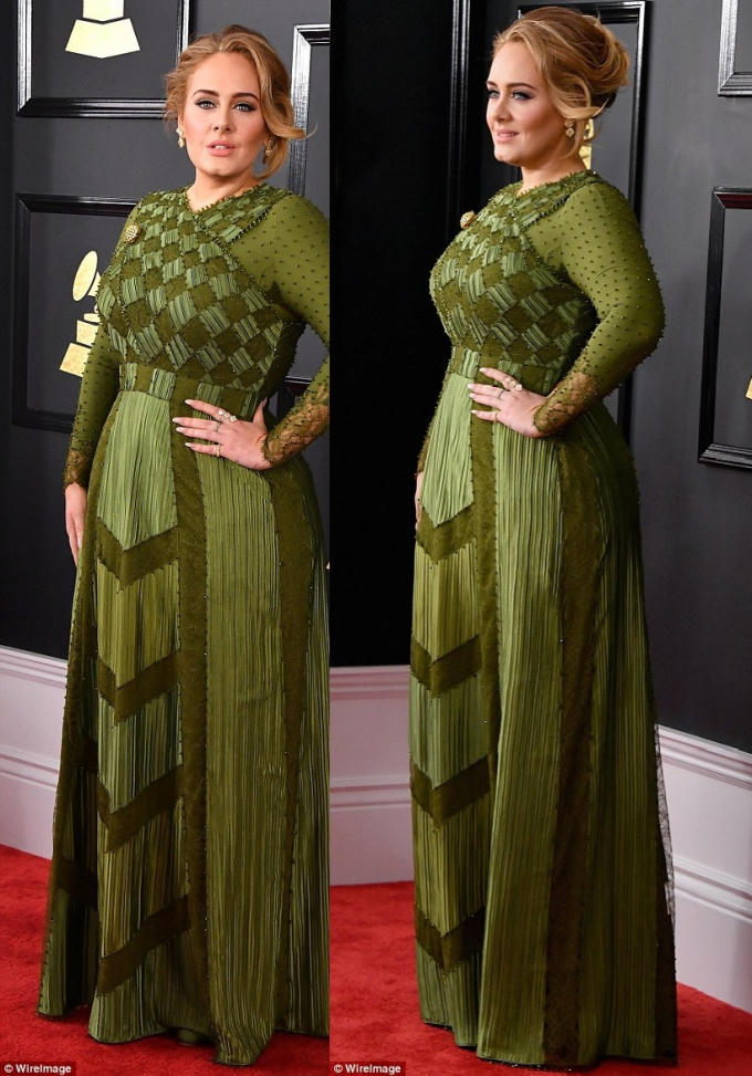 "Họa mi nước Anh" Adele thanh lịch trong bộ váy xanh của nhà mốt Givenchy.
