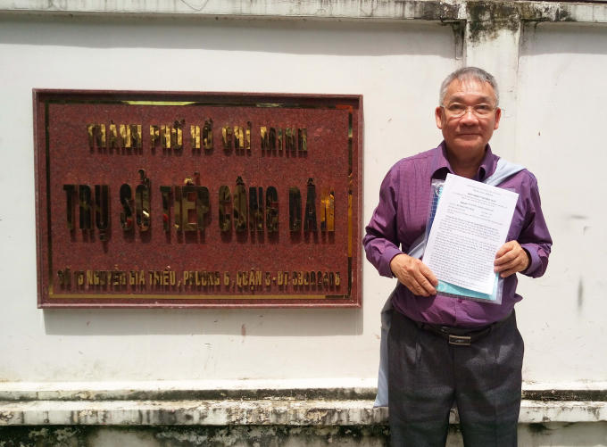 Ông Huỳnh Công Minh tại trụ sở tiếp công dân TP HCM.