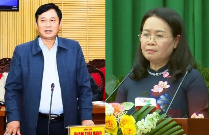 Ông Phạm Thái Hanh, Ủy viên BTV, Trưởng Ban Dân vận Tỉnh ủy (bìa trái) và Bà Nguyễn Thị Quỳnh Hương, Giám đốc Sở Lao động - Thương binh và Xã hội tỉnh Thái Nguyên (bìa phải), tiên phong xin nghỉ hưu trước tuổi.