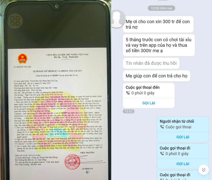 Hình ảnh do cháu M cung cấp. Ảnh Công an Quảng Ninh