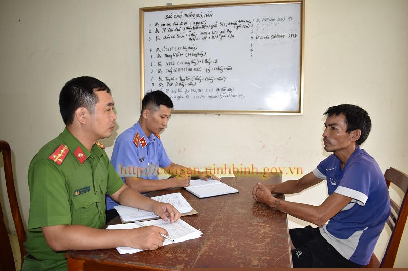 Đối tượng Bùi Xuân Quân tại Cơ quan Cảnh sát điều tra Công an thành phố Ninh Bình​