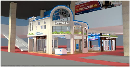 Khu trưng bày sản phẩm của Eurowindow tại Vietbuild Hà Nội 2018.
