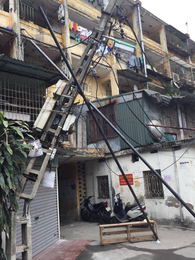 Vụ việc đã làm hư hại một số thiết bị tại khu tập thể D3 Giảng Võ.