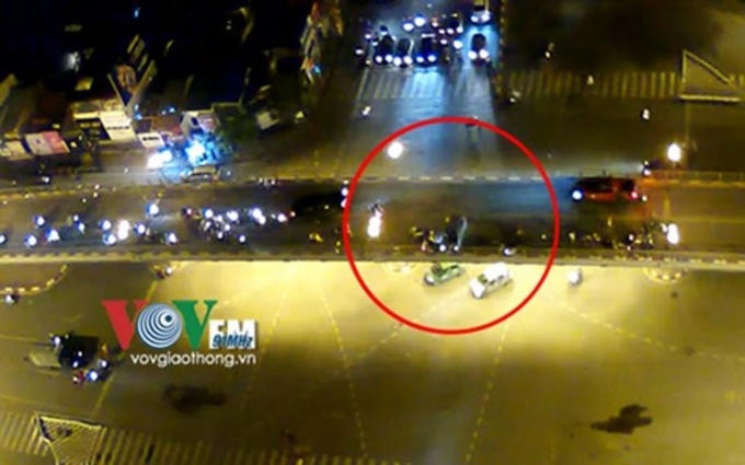 Hiện trường vụ tai nạn kinh hoàng ( Ảnh trích xuất từ Camera của VOV Giao thông)