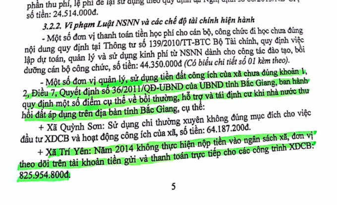 Sai phạm tại UBND xã Trí Yên bị Sở Tài chính "điểm mặt chỉ tên".