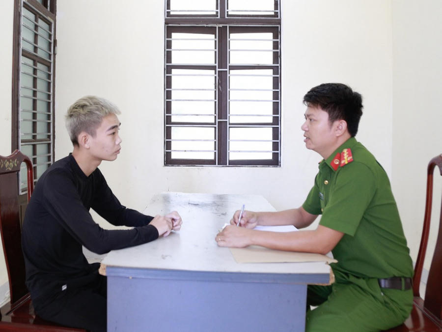 Đối tượng Nguyễn Trọng Dự tại cơ quan Công an. (Ảnh: Công an Hà Tĩnh)