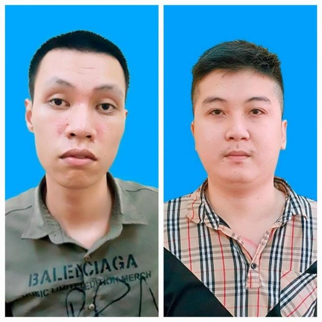 Hai đối tượng tại cơ quan công an.