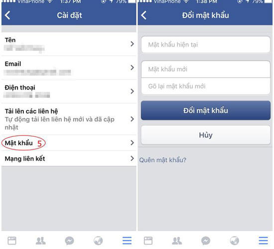 Thay đổi mật khẩu trên thiết bị smart phone.