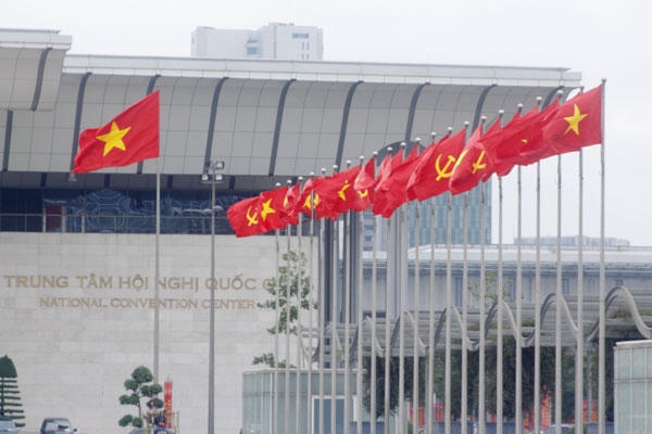 Trung t&acirc;m Hội nghị Quốc gia trang ho&agrave;ng phục vụ Đại hội Đảng XII