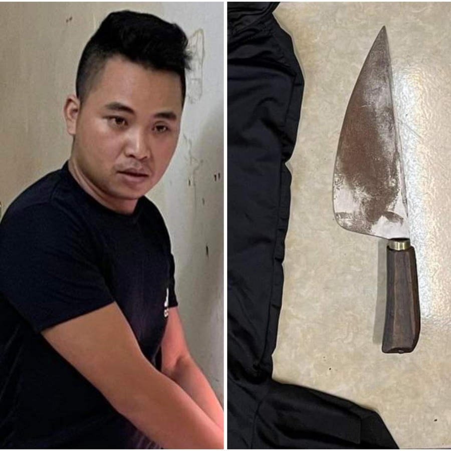 Đối tượng Đặng Khuê Văn cùng tang vật gây án.