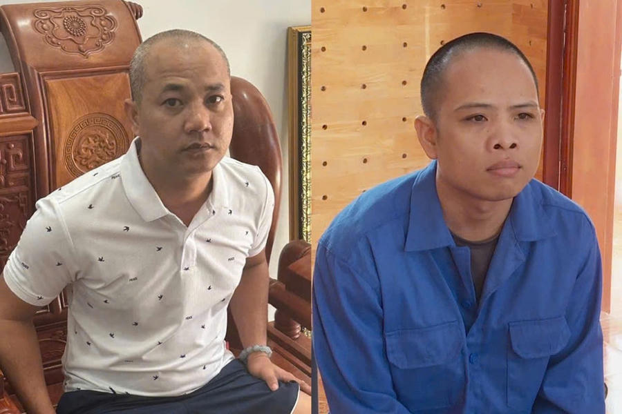 2 đối tượng Nguyên và Ngọ bị bắt trong vụ nhập lậu 'thuốc nhúng chín sầu riêng'.