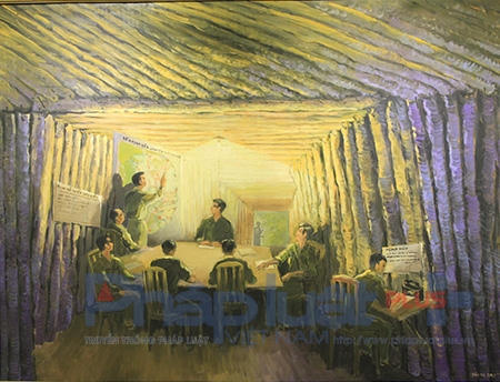 Tác phẩm: Sở chỉ huy tiền phương ở Labo năm 1968; chất liệu sơn dầu, phác họa năm 2005.