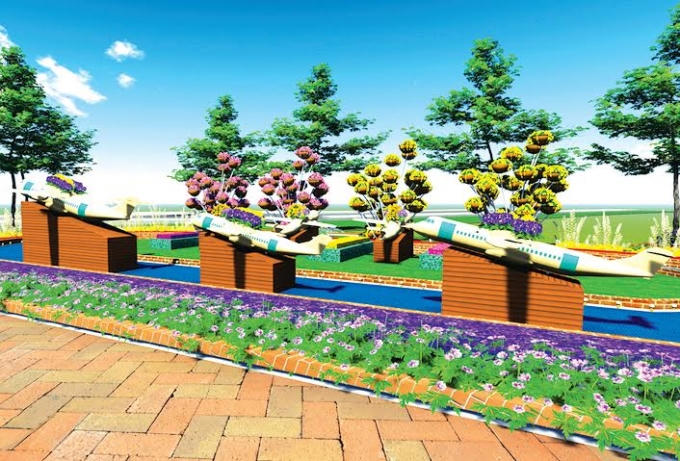 Sân bay quốc tế Long Thành được tái hiện trong đường hoa.