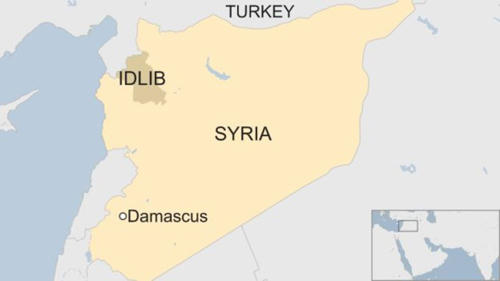 Idlib là khu vực chính cuối cùng ở Syria hiện do phiến quân Hồi Giáo kiểm soát. Đồ họa: BBC.