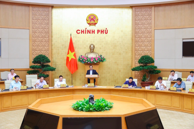 Thủ tướng Phạm Minh Chính chủ trì phiên họp Chính phủ chuyên đề xây dựng pháp luật để cho ý kiến với 10 dự án luật và 1 dự thảo nghị quyết (Ảnh: Đoàn Bắc).