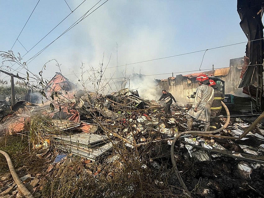 Một vụ cháy xảy ra tại xã Tân Triều, huyện Thanh Trì, Hà Nội.