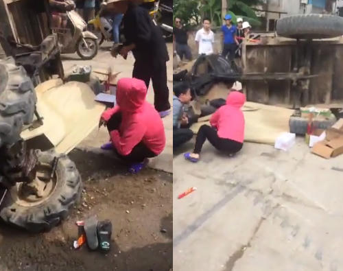 Hiện trường vụ tai nạn. Ảnh: Cắt từ clip