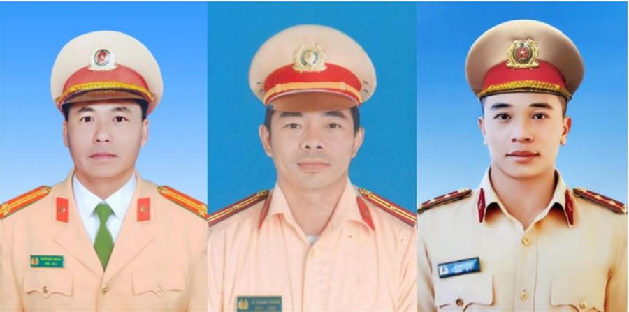 Liệt sĩ Nguyễn Khắc Thường, Liệt sĩ Lê Quang Thành, Liệt sĩ Lê Ánh Sáng (từ trái sang phải).. Ảnh Bộ Công an