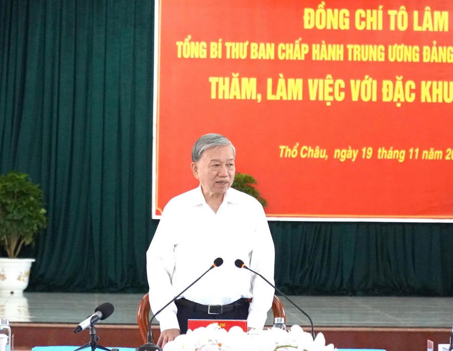 Tổng Bí thư Tô Lâm phát biểu tại buổi làm việc.