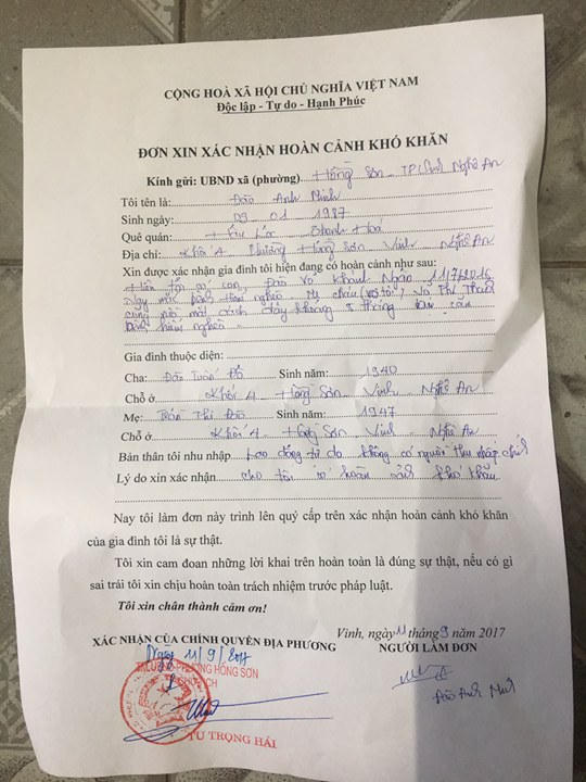 Xác định gia đình hoàn cảnh khó khăn của địa phương.