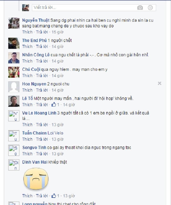 Những bình luận của cư dân mạng xã hội Facebook.