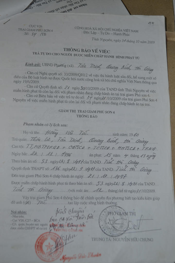 Tác vẫn nhớ về ngày mà mình được trả tự do về với gia đình. (Ảnh: Phàn Giào Họ).