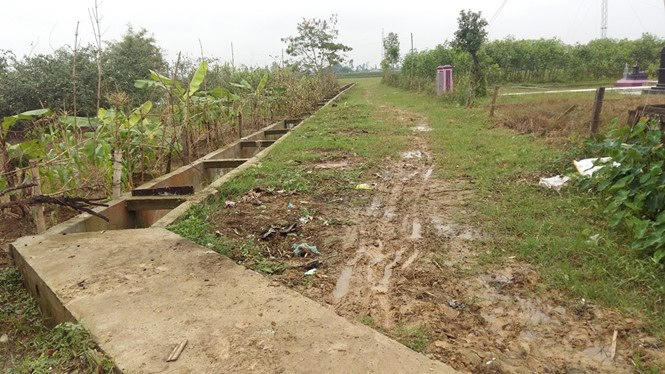 Một phần công trình tại dự án nâng cấp trạm bơm và hệ thống kênh nội đồng xã Nghi Vạn vừa bị thanh tra phanh phui nhiều sai phạm.