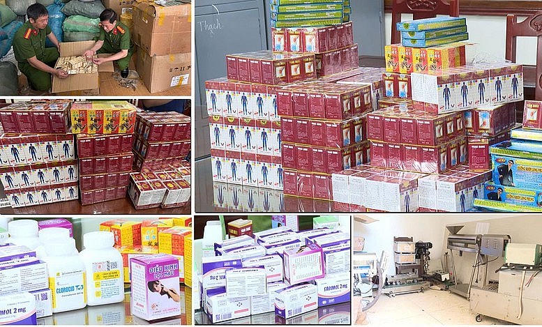 Tang vật vụ án Công an Thanh Hóa thu giữ thuốc giả, thực phẩm bảo vệ sức khoẻ giả.