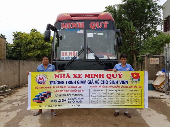 Doanh nghiệp xe Minh Quý cùng huyện đoàn Hậu Lộc hỗ trợ vé xe giá rẻ cho học sinh, sinh viên trước thềm năm học mới.