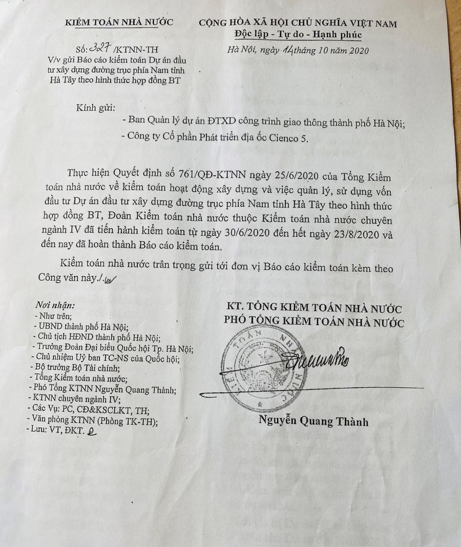 Báo cáo của Kiểm toán Nhà nước.