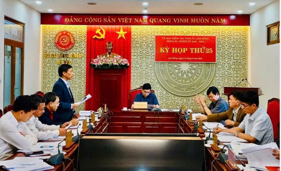 Quang cảnh kỳ họp thứ 25 của Ủy ban Kiểm tra Tỉnh ủy Lâm Đồng. Ảnh: Báo Lâm Đồng