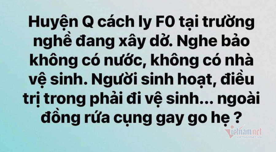 Thông tin phản ánh F0 đi về sinh ở ngoài khu cách ly