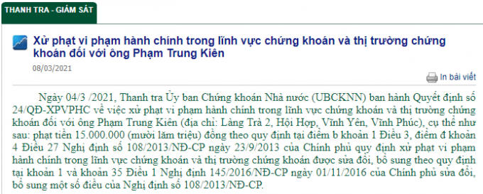 Xu phat hanh chinh ong pham trung kien
