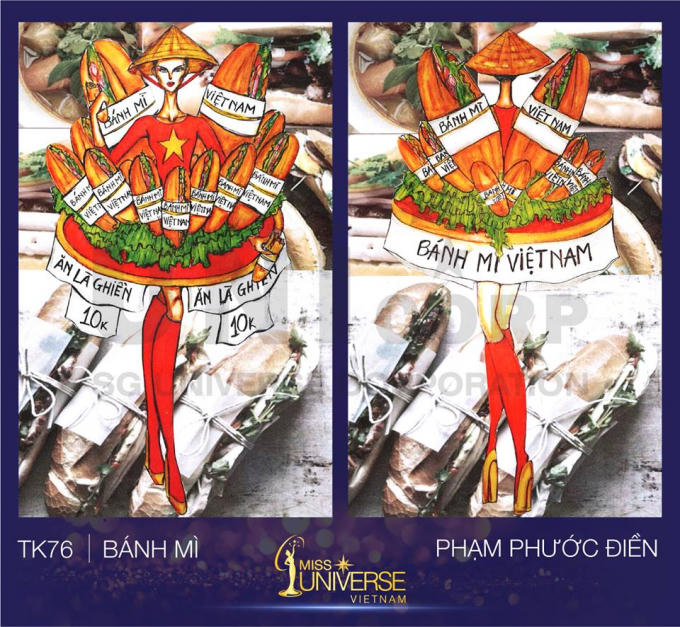 Bánh mì, Trưng Nữ Vương... lọt top 15 “Thiết kế trang phục dân tộc cho đại diện Việt Nam tại Miss Universe”