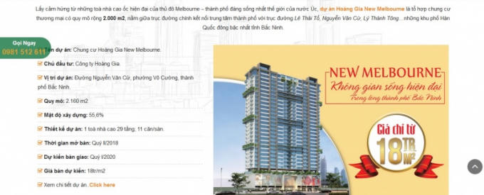 Những lời giới thiệu hoa mỹ Dự án Tổ hợp trung tâm thương mại, căn hộ chung cư New Melbourne tại địa chỉ số 34 đường Nguyễn Văn Cừ, TP. Bắc Ninh