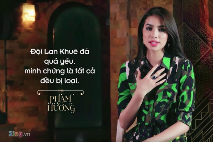 Trước đó, Hoa hậu hoàn vũ Việt Nam 2015 cũng thẳng thắn chê các thành viên được Lan Khuê dẫn dắt có thể hiện quá yếu. Điều này dẫn đến việc ở thử thách phối đồ, không có thành viên nào của đội Hoa khôi áo dài bước vào top 3 chung cuộc.