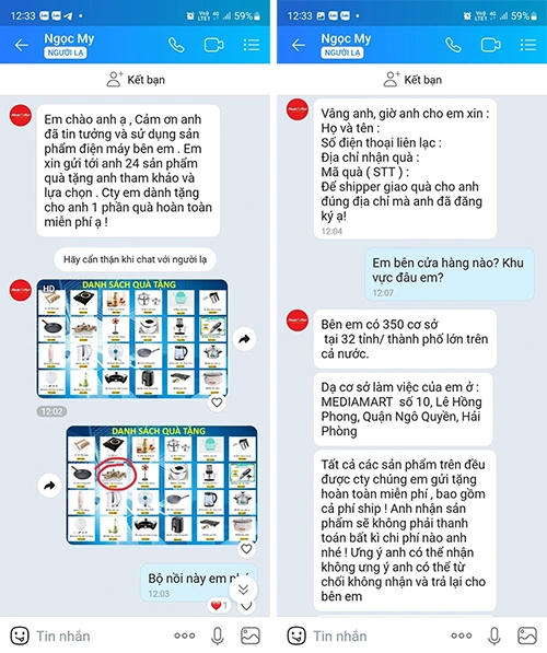 Đối tượng mạo danh nhân viên MediaMart tặng quà tri ân