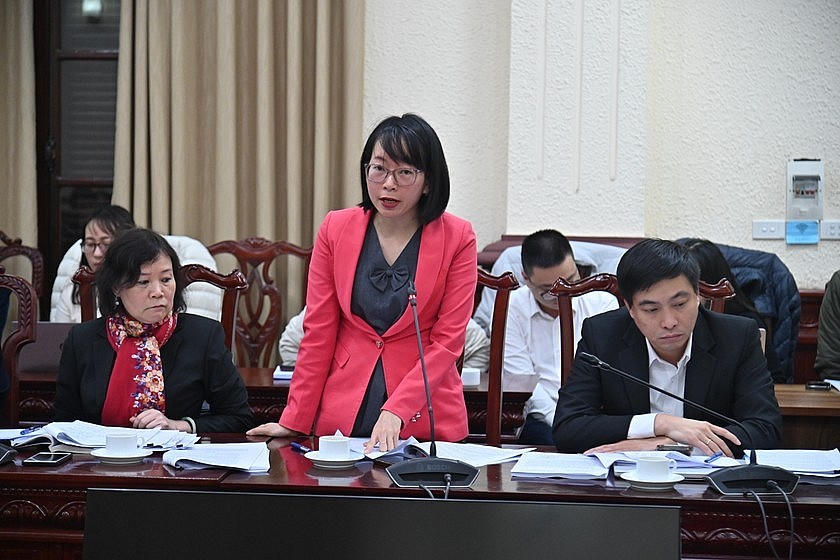 Đại diện Bộ Công an phát biểu tại cuộc họp.