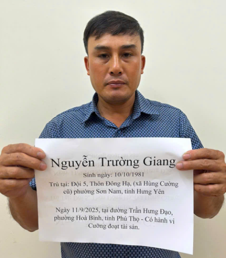 Đối tượng Nguyễn Trường Giang tại cơ quan Công an.