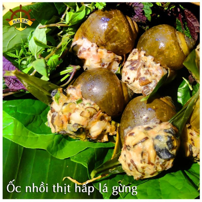 Món ốc nhồi thịt hấp lá gừng này được nhiều thực khách ưa chuông