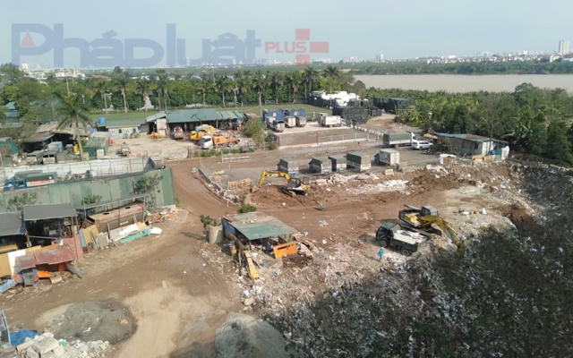 Xuất hiện tình trạng san lấp, dựng nhà xưởng trái phép dưới chân cầu Thanh Trì