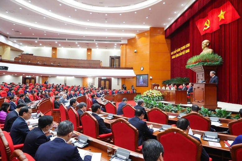 Hội nghị lần thứ 11 Ban chấp hành Trung ương Đảng khóa XIII chính thức khai mạc sáng nay (10/4). (Ảnh: VGP/Nhật Bắc)