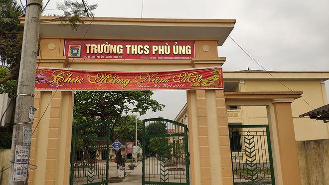 Trường THCS Phù Ủng nơi xảy ra vụ việc.