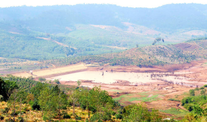 Toàn cảnh hồ thủy lợi xã Đắk Ngo, huyện Tuy Đức.