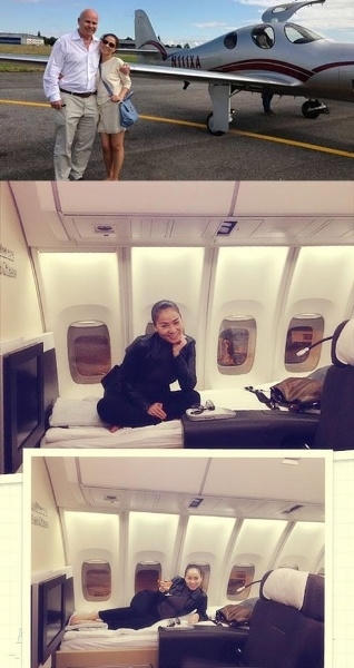 Thu Minh và chồng còn sở hữu cả phi cơ riêng với nội thất sang trọng.