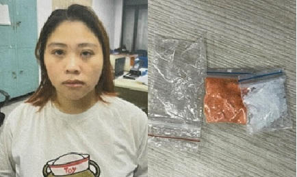 Đối tượng Trần Kim Anh cùng tang vật thu giữ