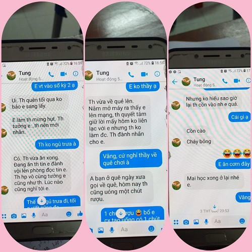 Nội dung tin những tin nhắn mùi mẫn giữa một thầy giáo và học sinh.