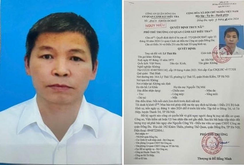Đối tượng Lê Thái Hà và quyết định truy nã.