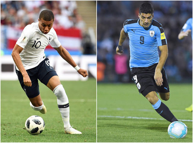 Hai cầu thủ được mong chờ nhất của hai đội: Mbappe(Pháp) và Suares(Urugoay).